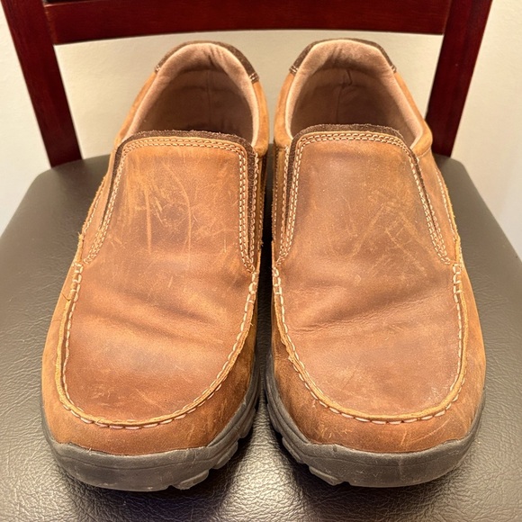 Skechers Men's Tan Leather Slip-On Loafers Size 12 Memory Foam - Picture 2 of 4